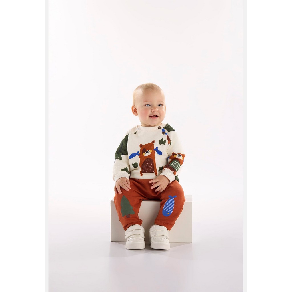 Conjunto para Bebê Menino com Blusão e Calça Skinny Urso Amigo Três e Já