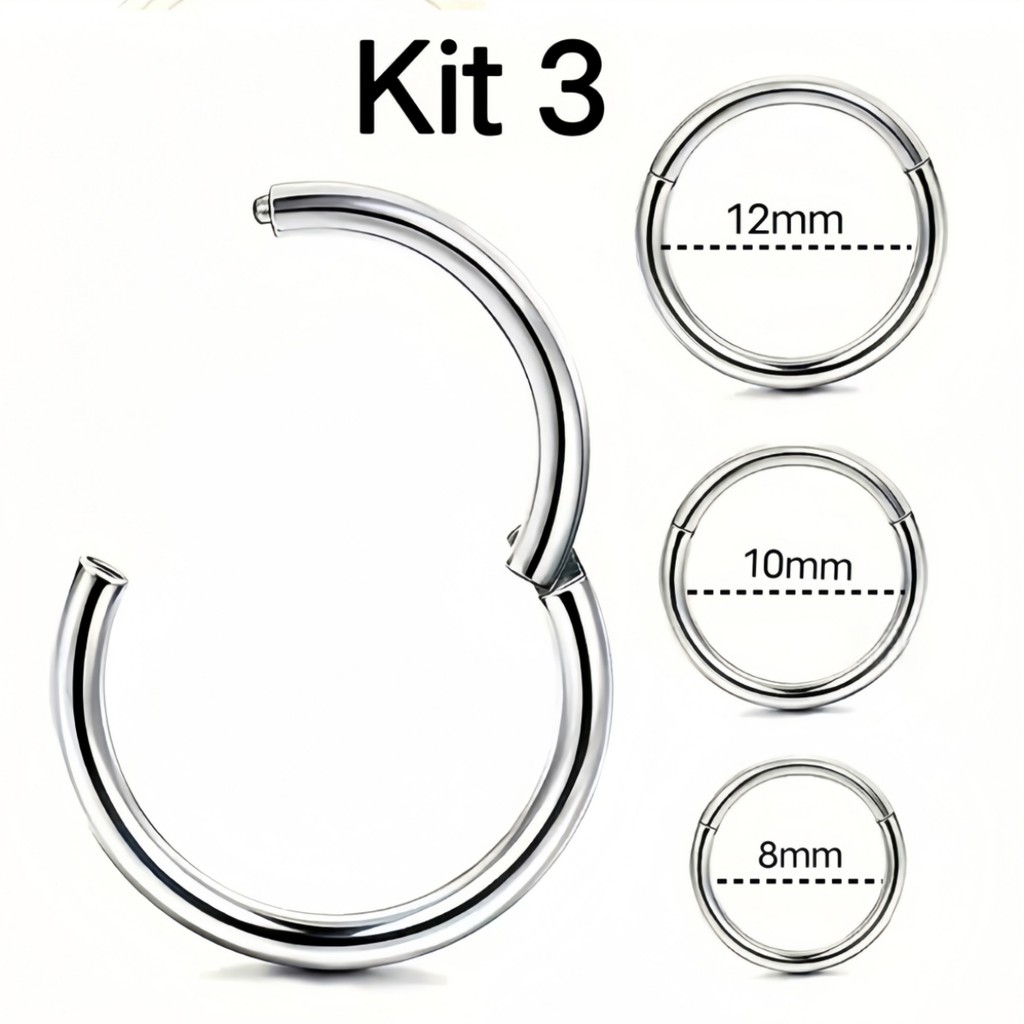 Kit 3 Piercing Argola Segmento Articulado Aço cirúrgico Nariz/helix em Oferta na Shopee