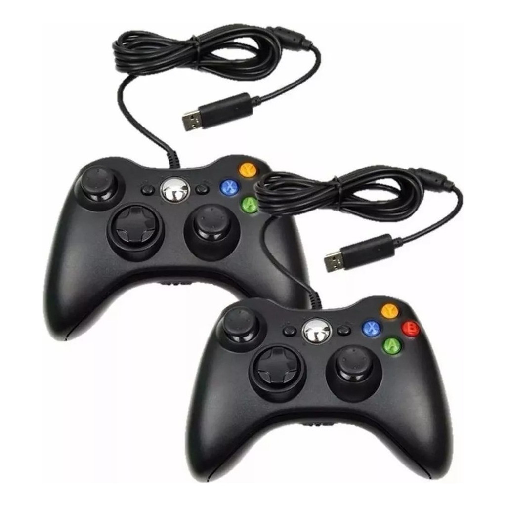 Kit 2 Controle Xbox 360 Pc Notebook Celular Com Fio Joystick 0
