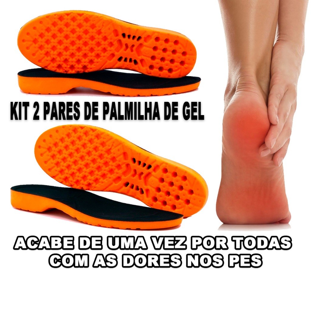 KIT COMBO 2 PARES PALMILHA ORTOPÉDICA DE GEL ANATOMICA