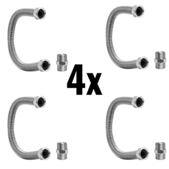 Kit 4 Engates Rígido Aço Inox Macho Fêmea 40cm Aquecedor Chuveiro Boiler Caixa Acoplada Torneira 1/2 pol