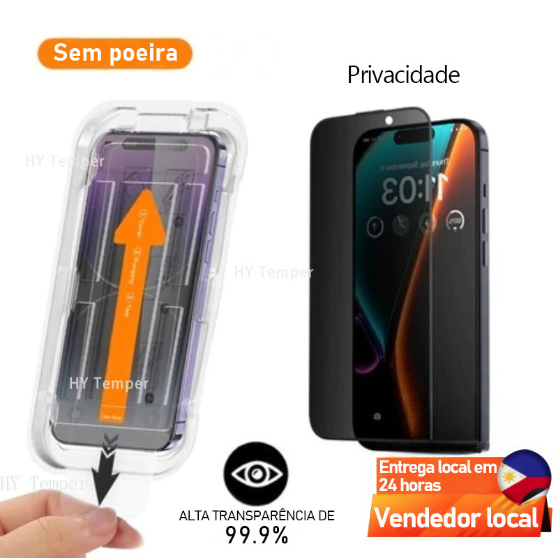 Filme De Vidro Temperado De Privacidade Anti-Espião iPhone 16 15 14 Plus 13 12 11 Pro XR X XS Max Protetores De Tela