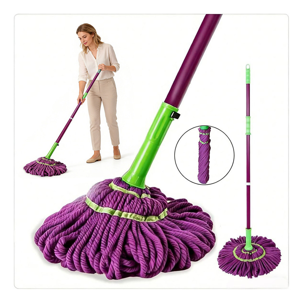 Esfregão Mop De Limpeza Auto Torção 360° ,Rodo De Limpeza Em Microfibra Ideal Para Limpeza De Piso Casa