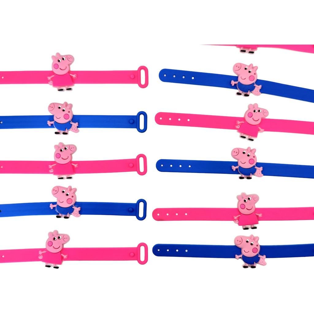 lembrancinha da Peppa e George 10un Pulseira Lembrancinha Tema Aniversário 