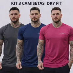 Kit 3 Camisetas Masculina Dryfit Academia Corrida Treino Plus Size Do P Ao G3 Respirável Estampa Fitness Anti Odor