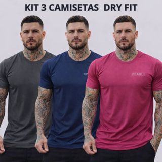 Kit 3 Camisetas Masculina Dryfit Poliéster para Treino P ao G3 em Oferta na Shopee