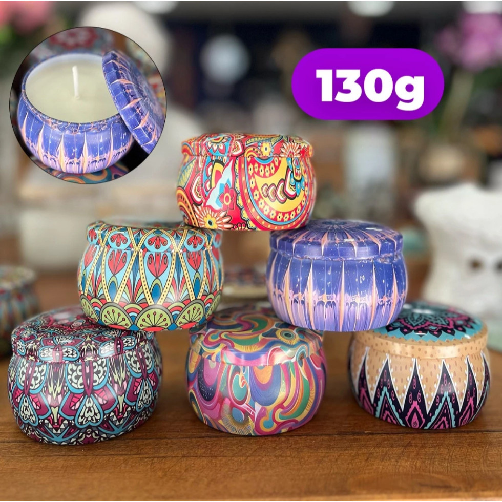 Imagem Vela Aromática Mandala Artesanal PREMIUM 130g - Vários Aromas - Com especiarias