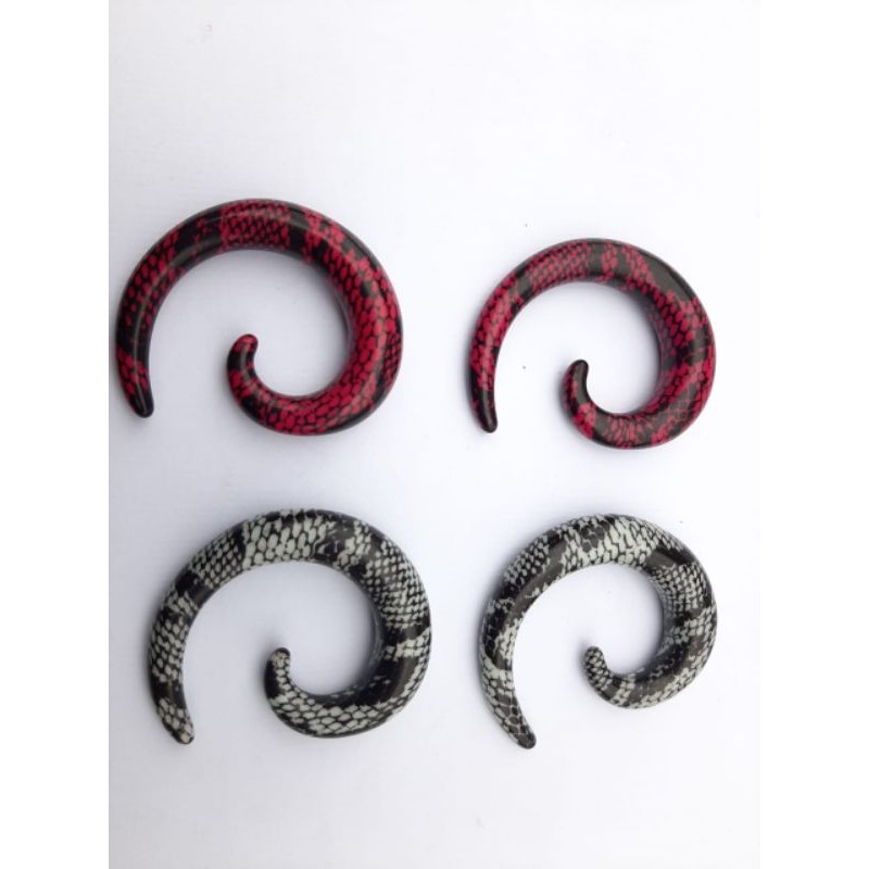 Par de Alargador Espiral Caracol 12mm Cobra Serpente Grosso Expansor de Orelha Acrílico