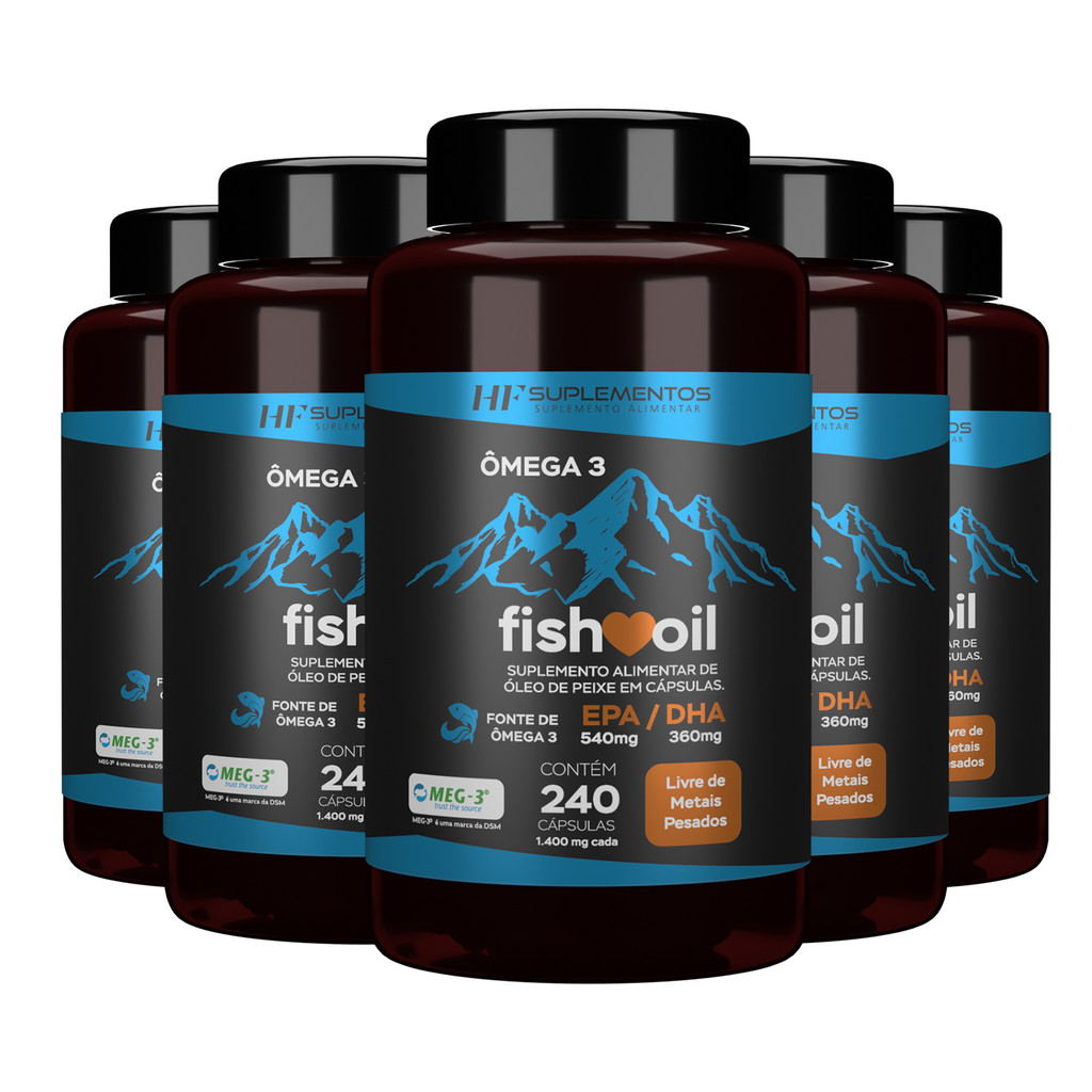 5X ÔMEGA 3 MEG-3 FISH OIL 240CAPS HF SUPLEMENTOS