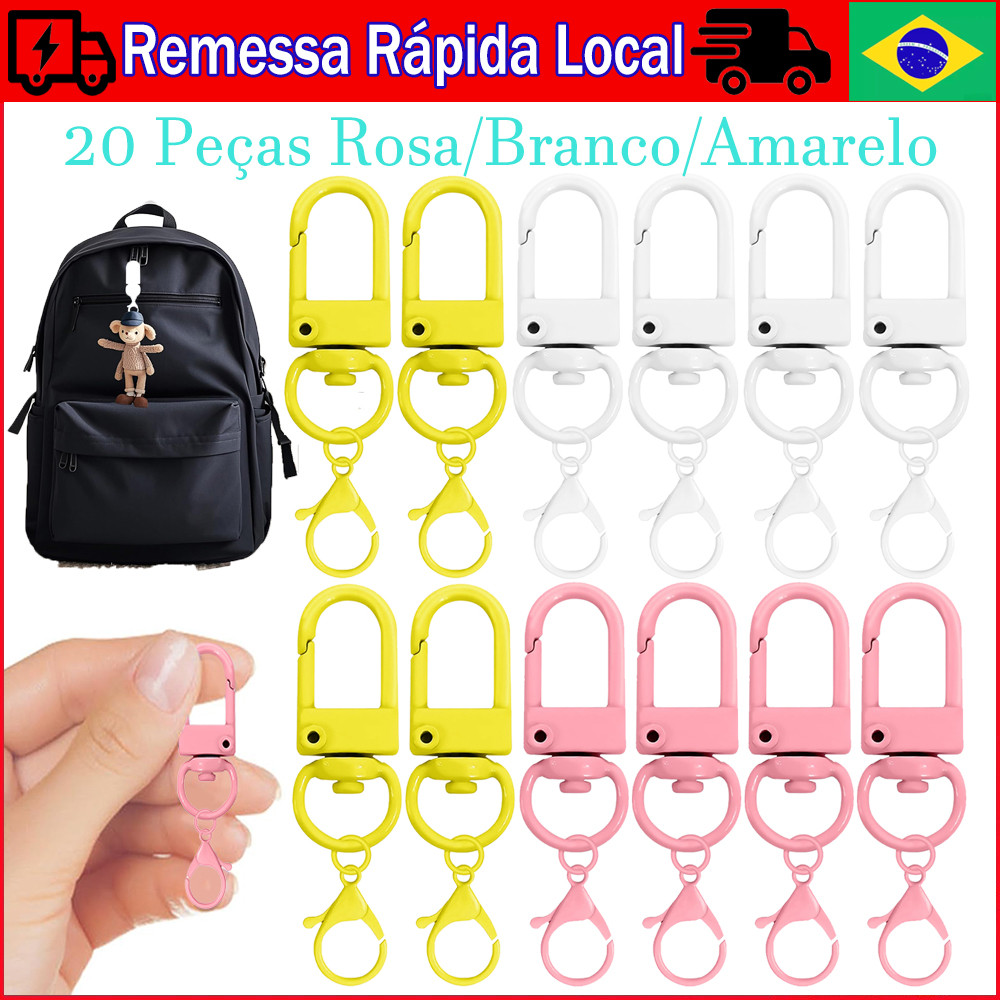 20 Peças Ganchos Giratórios Premium Com Argolas Para Chaveiros, Fechos De Metal Tipo Lagosta, Chave, Pingente, Joias em Oferta na Shopee