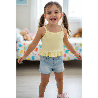 Cropped Infantil Meninas com Babado  Fofo Algodão em Oferta na Shopee