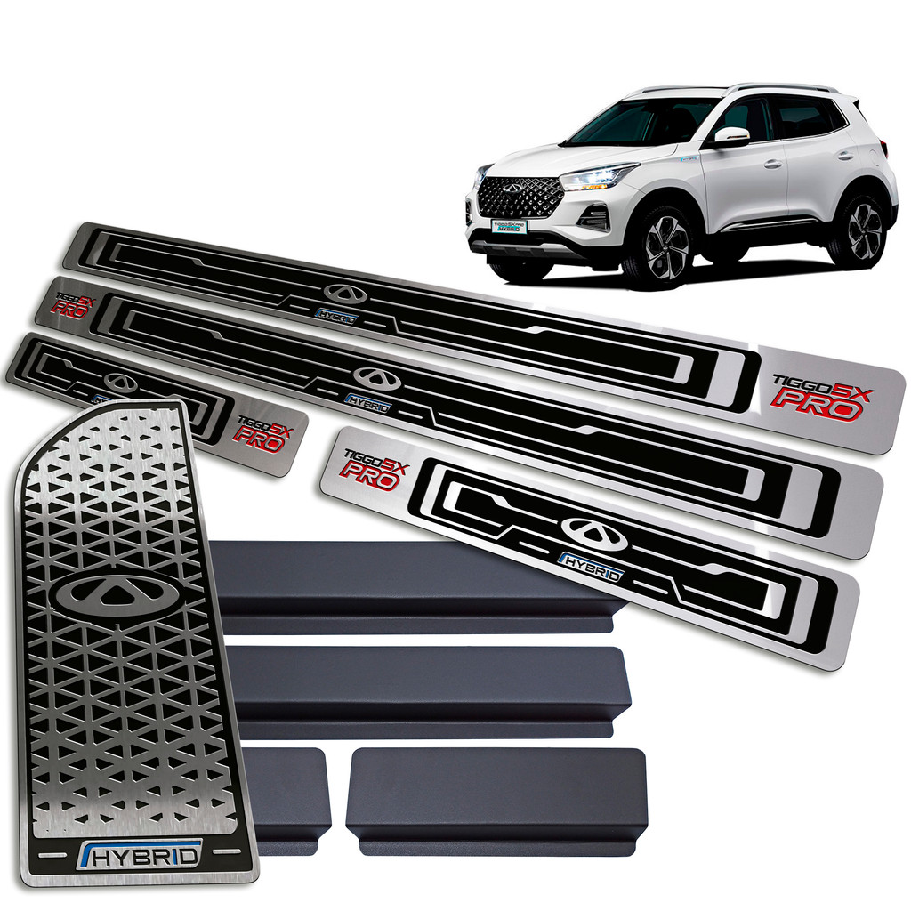 Kit Soleira Descanso Pé Tiggo 5X Hybrid 2021 até 2026 Alto Relevo