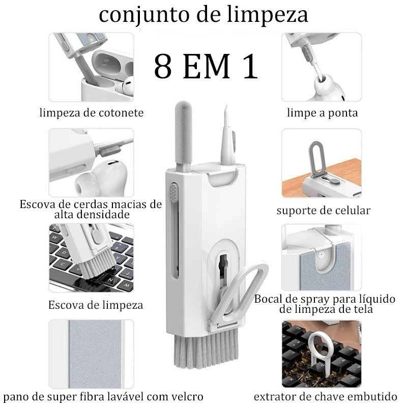 Kit de Limpeza 8 em 1 para Teclado e Eletrônicos – Notebook, Celular, Fones e Reparos