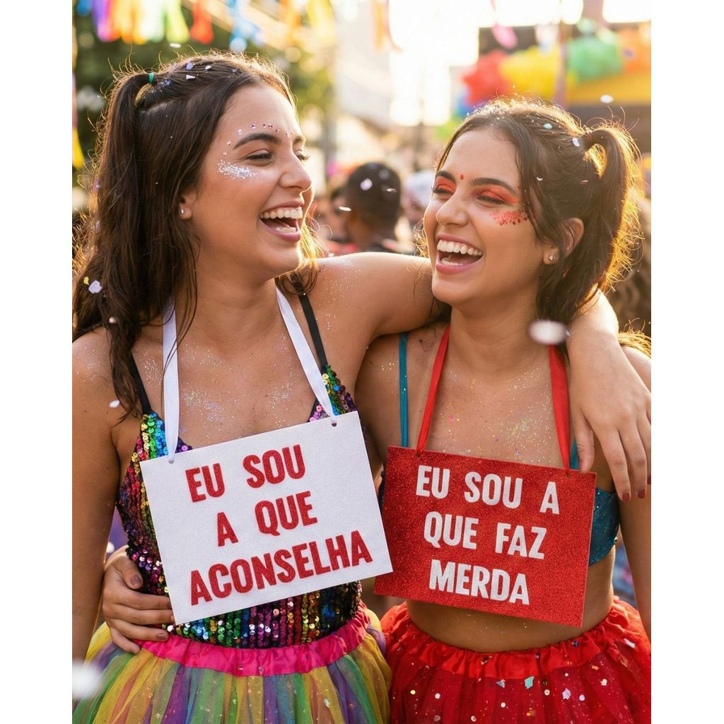 Kit Carnaval | Plaquinha e Tiara - Amigas - Eu sou a que aconselha / Eu sou a que faz merda