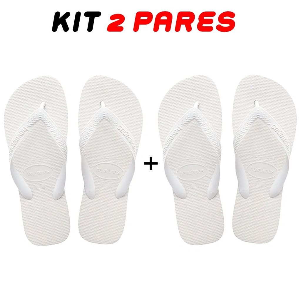 Kit 2 Chinelos Masculino Havanas Branco e Preto em Oferta na Shopee