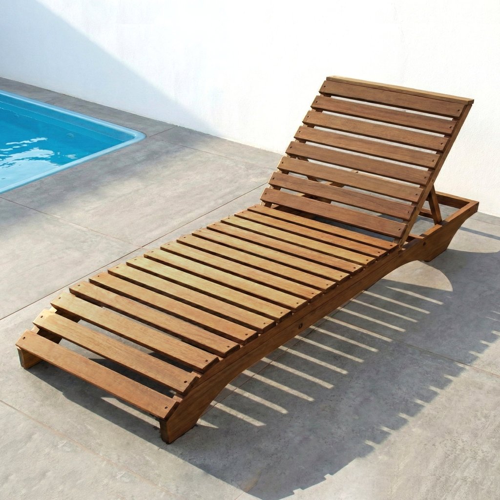 Espreguiçadeira para Jardim em Madeira Maciça Chaise Long Marrom 1