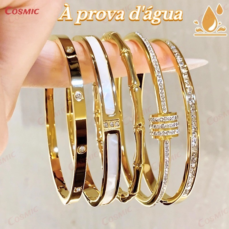 Bracelete de Aço Titânio Light Luxury Premium Premium não desaparece, nova pulseira de luxo leve das mulheres high-end em Oferta na Shopee