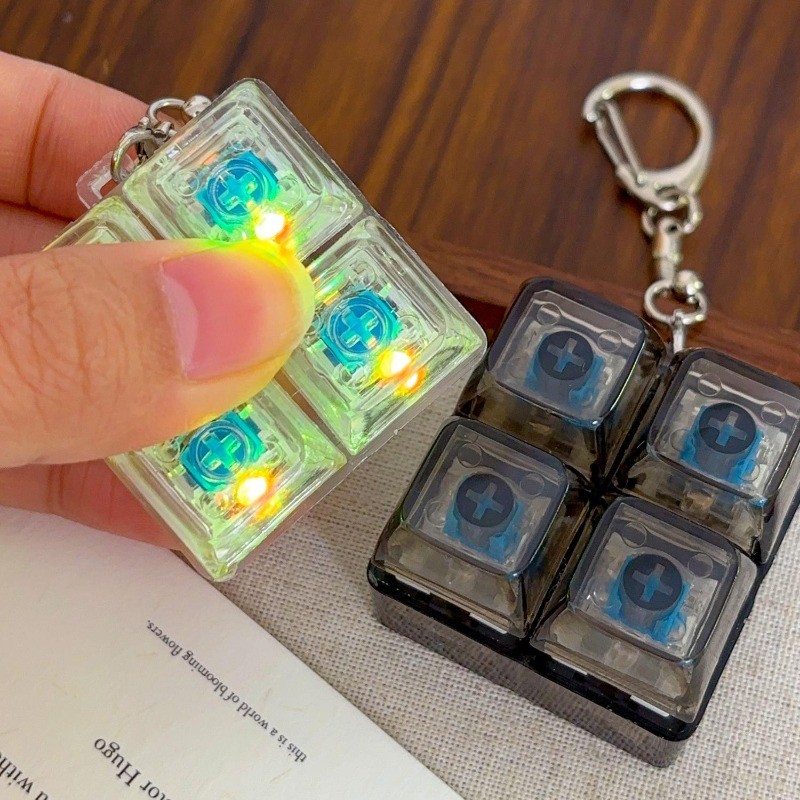 2-1Pcs 4 Teclas LED Teclado Chaveiro-Mecânico-Para Adultos Crianças-Brinquedo Fidget Alívio Do Estresse-Tecla De Botão D