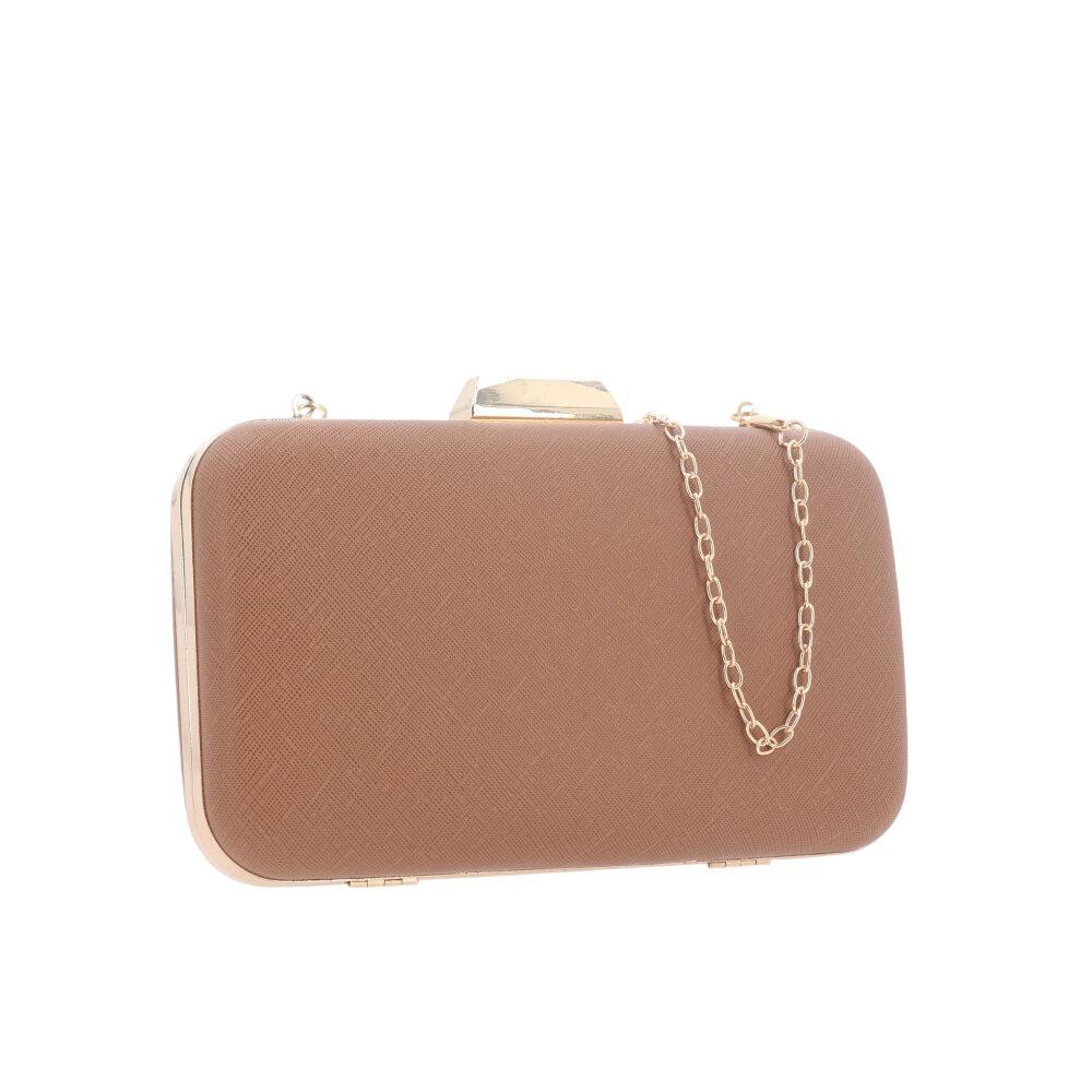 Bolsa Festa Feminina Clutch Estruturada com Corrente Dourada