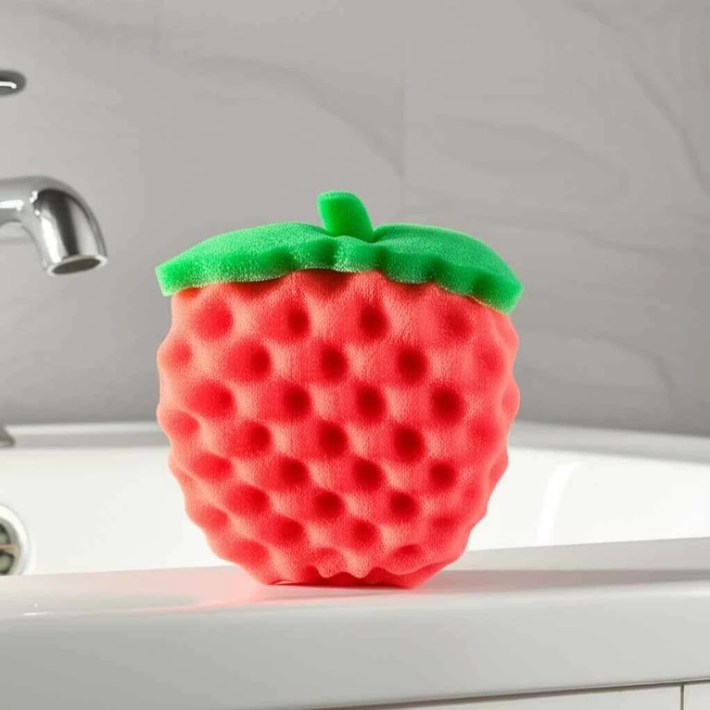 Esponja Banho Corporal Fruta Vermelha Macia Espumadora Esfoliante Higiene Pele Bucha Massageadora