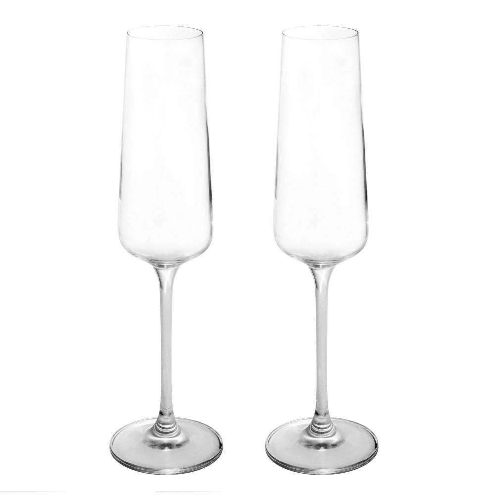 Jogo 2 Taças Lyor Para Champanhe Cristal Ecológico Finesse L'Arti Elegantes Espumante Brinde Casamento Presente e Festas