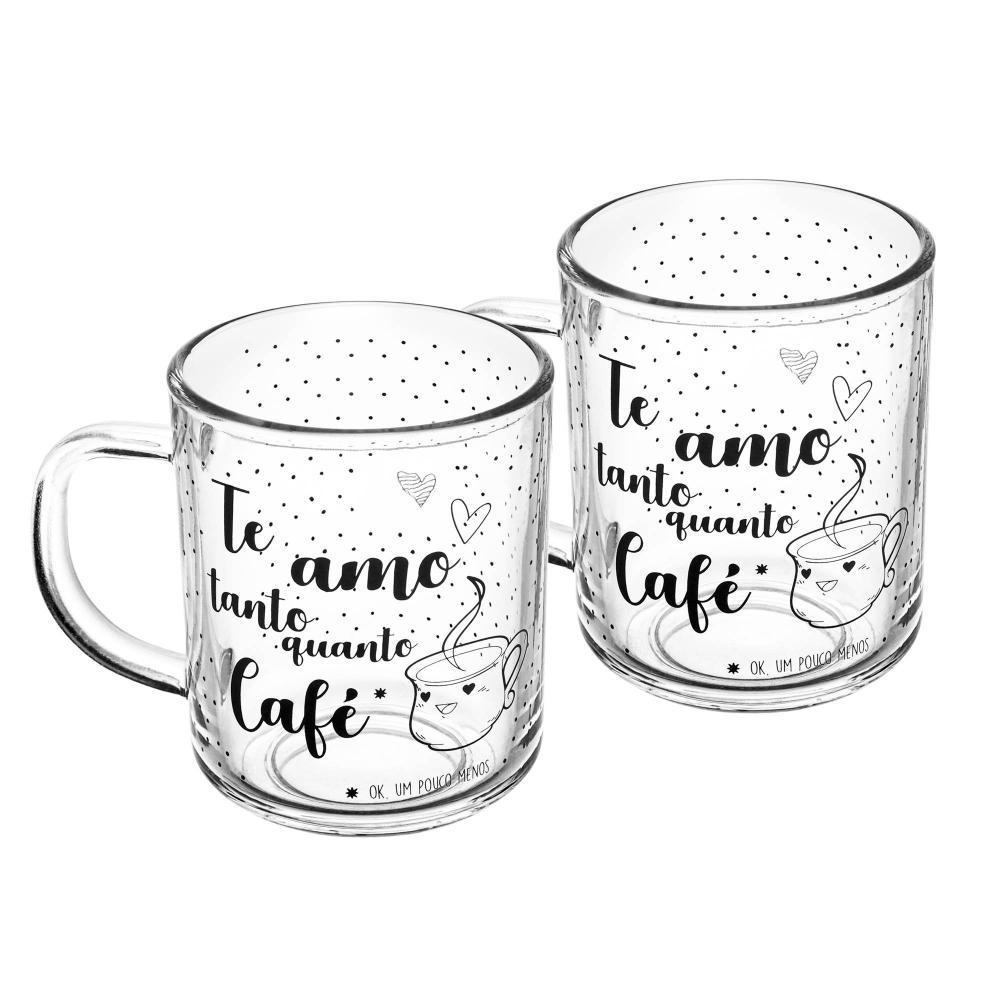 Kit com 2 Canecas de Vidro 220ml Te Amo Lyor para Café Chá Leite Bebidas Quentes Presente Casal Mesa Posta Uso Diário