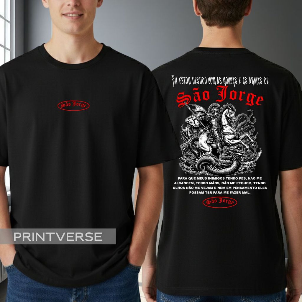 Camiseta Religiosa São Jorge Eu Estou Vestido Com As Roupas E Armas Santo Padroeiro Catolico Camisa Unissex Plus Size