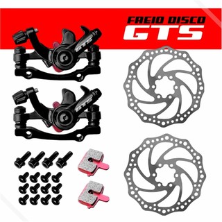 Kit Freio A Disco Mecânico Conjunto Completo (Par) Pinça e Disco Rotor Gts