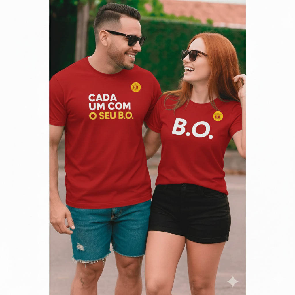 Casal Carnaval Engraçado camiseta "Cada Um Com Seu B.O" | Envio Rápido