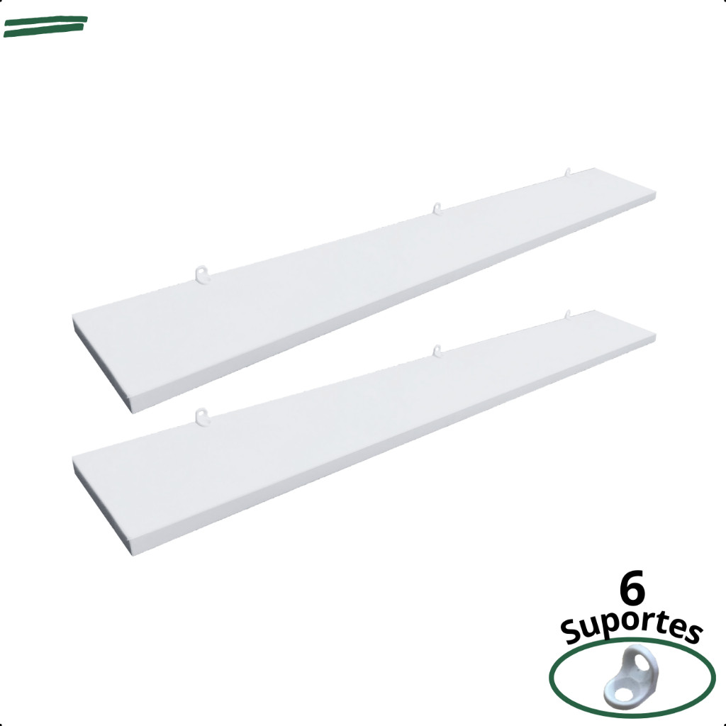 Kit 2 Prateleira Branca 80X10 + Suporte Flutuante Mdf Organizadora Decoração Cozinha Banheiro Sala