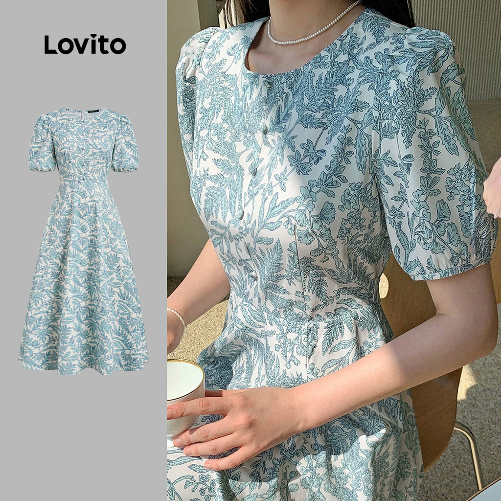 Lovito Vestido Boho Clássico E Versátil Com Pregas Para Primavera/verão Mulheres LK2ED126 em Oferta na Shopee