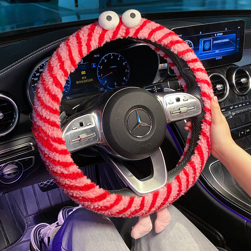 Capa de volante inverno pelúcia 2024 novo estilo monstro antiderrapante quente quatro estações Universal capa de alça de