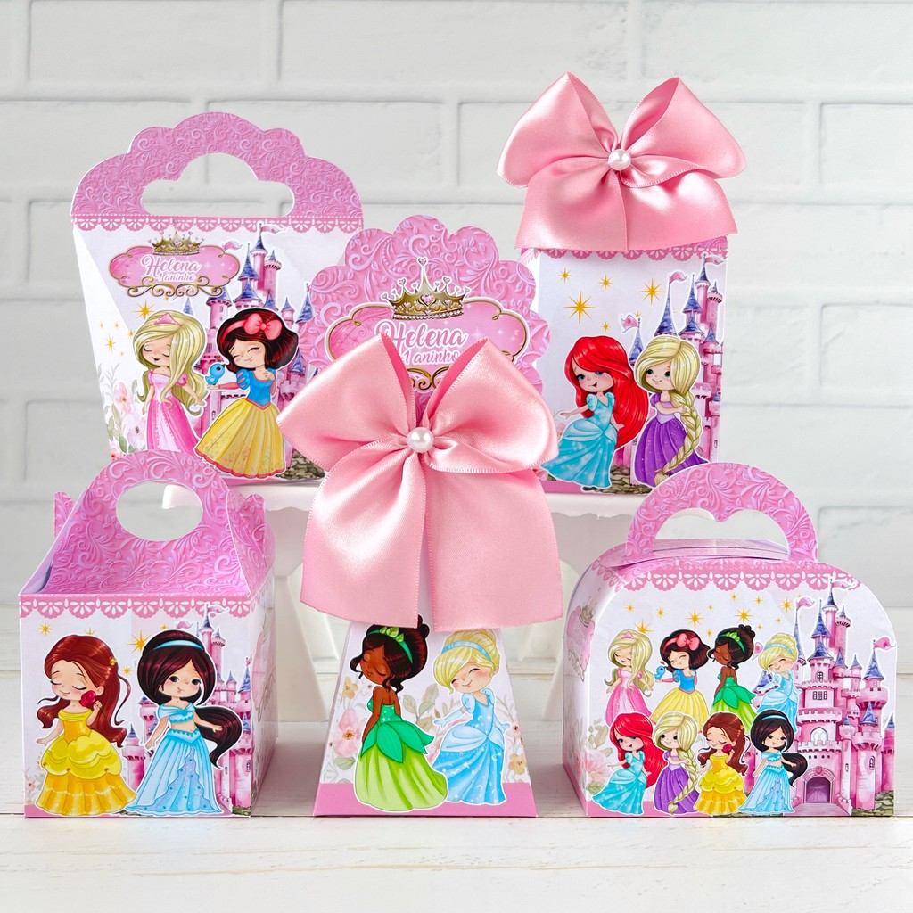 Kit Caixinhas Personalizadas Pegue e Monte PRINCESAS CUTE BABY - Festa Infantil Aniversário Lembrancinhas Personalizado