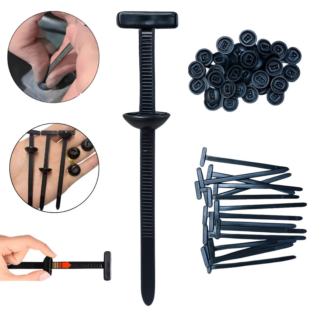 Kit 100 Abraçadeira Nylon Enforca Gato Fivela Cinta Plástica Tipo T Universal Travamento Automático Carro
