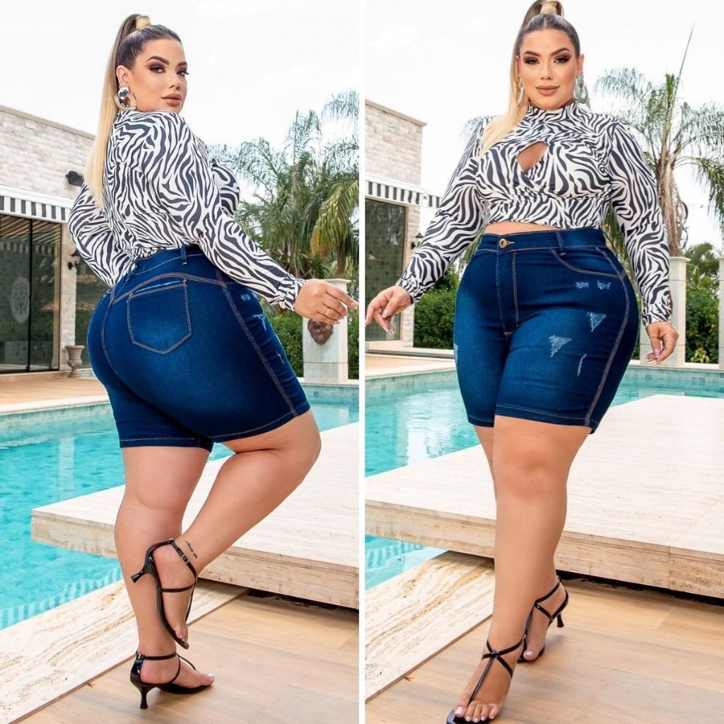 Kit 3 Bermudas Jeans Feminina Plus Size Com Lycla