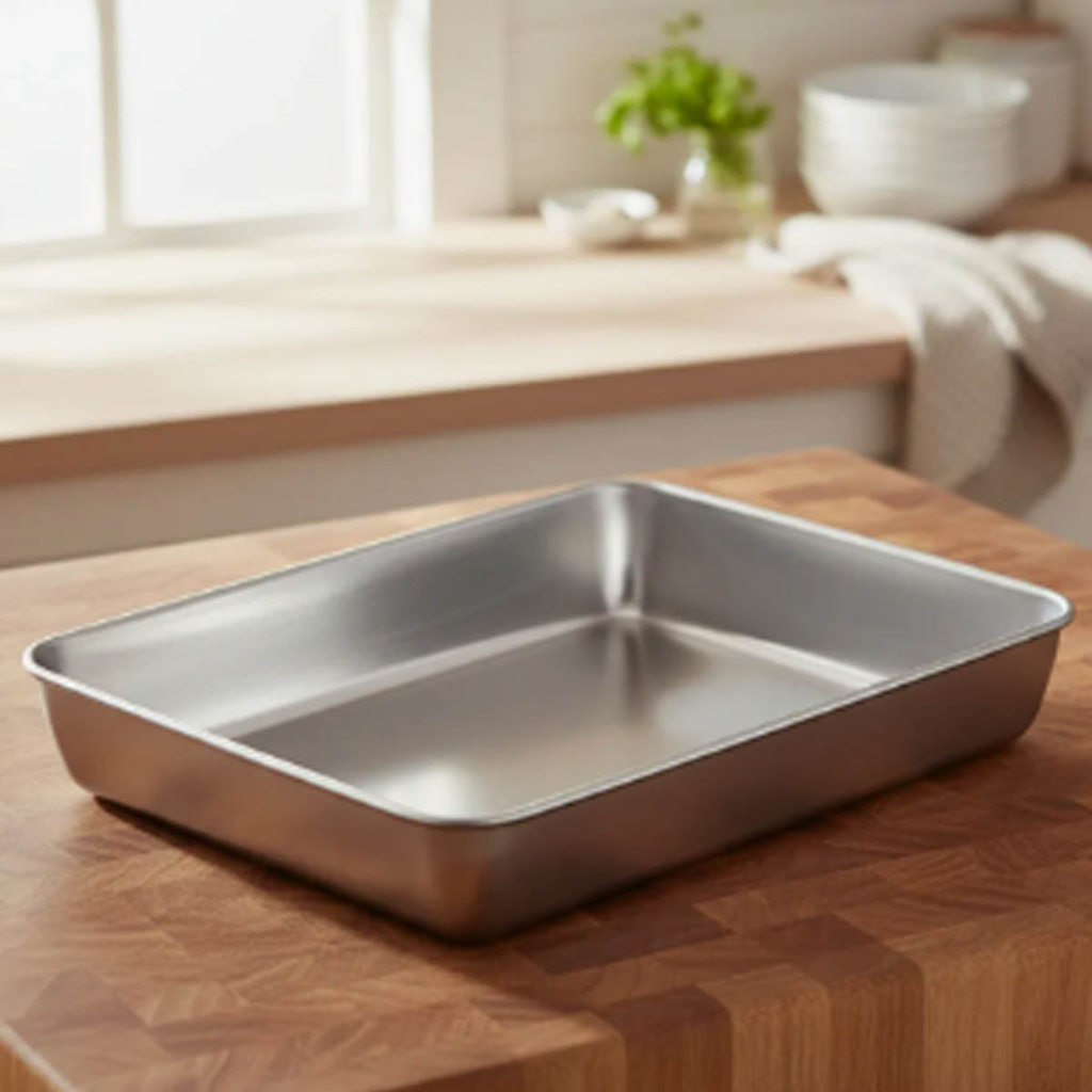 Assadeiras Forma Bolo Retangular alta Tabuleiro Inox Lasanha Legumes Churrasqueira em Oferta na Shopee