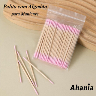 Kit De 100/200 Cotonetes/Palitos com Algodão Limpeza Alinhamento, Ponta Duplas para Manícure cucal de Crrílico De Unhas