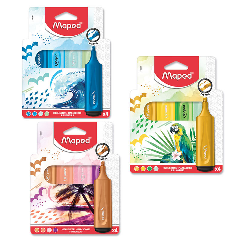 Pincel marca texto temas sortidos estojo 4 cores 740902 Maped em Oferta na Shopee