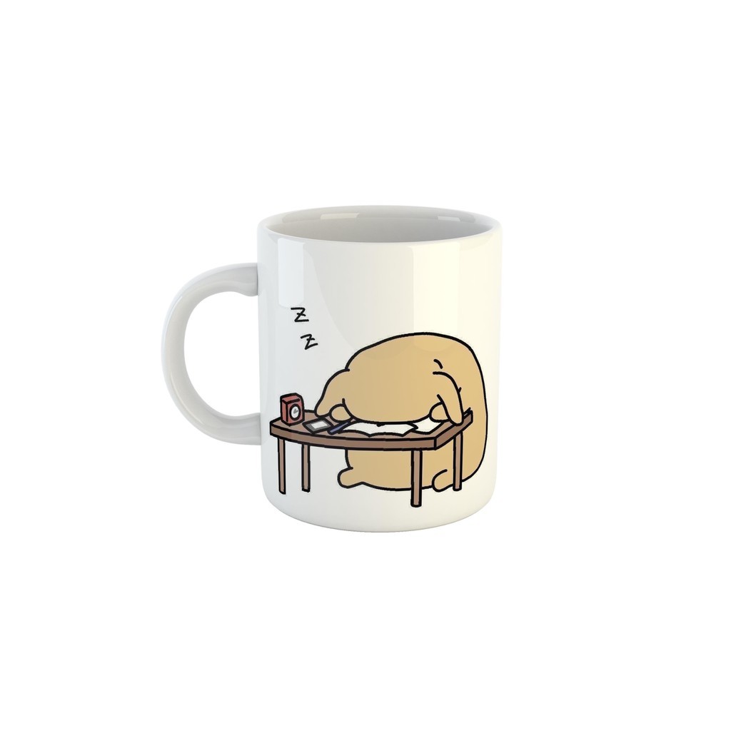 Caneca Doguinho Dormindo no Serviço Desenho Engraçado