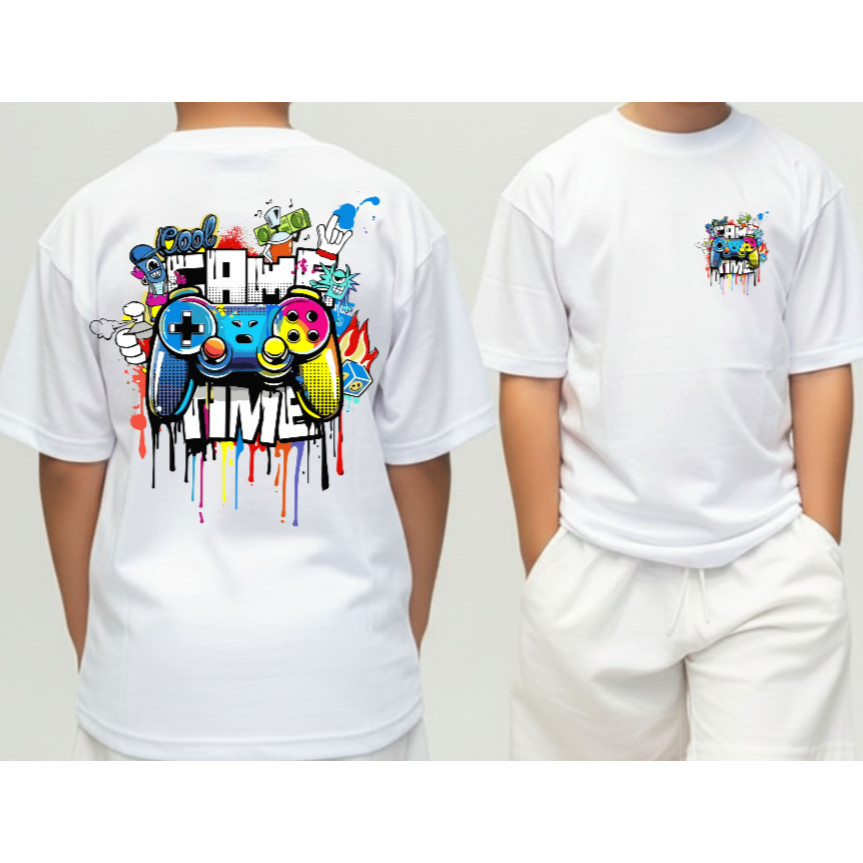 STREETGANG Camiseta Infantil Streetwear Malha 30.1 100% Algodão Camisa Estilosa Game Time