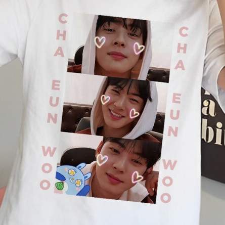 [Camiseta Premium em Algodão Puro]TT Camiseta Cha Eun Woo Oversized Astro Kpop Roroha NoonNoo Roroha Astro Eun-Woo