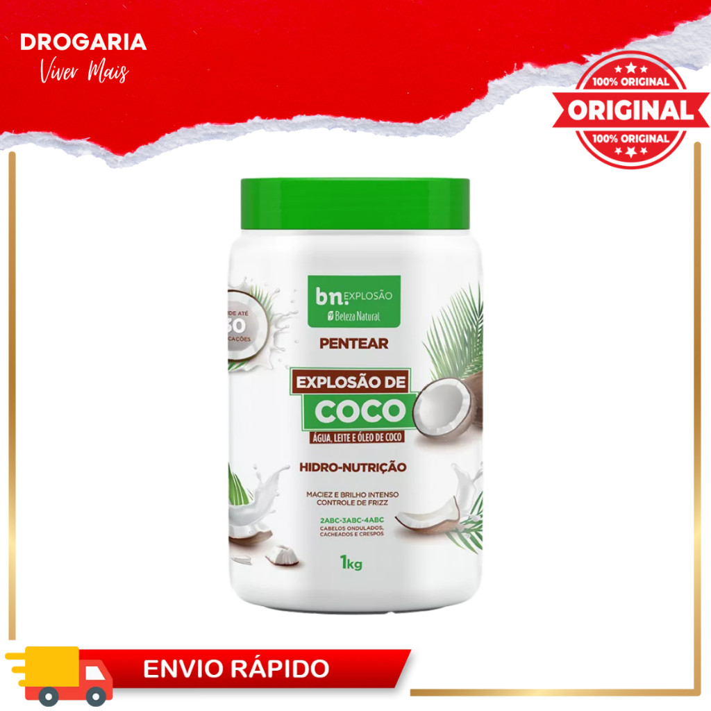 CREME DE PENTEAR  EXPLOSÂO DE COCO BELEZA NATURAL 1KG em Oferta na Shopee