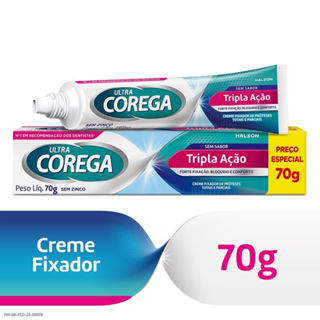 Creme Fixador de Dentadura Ultra Corega Tripla Ação 70g em Oferta na Shopee