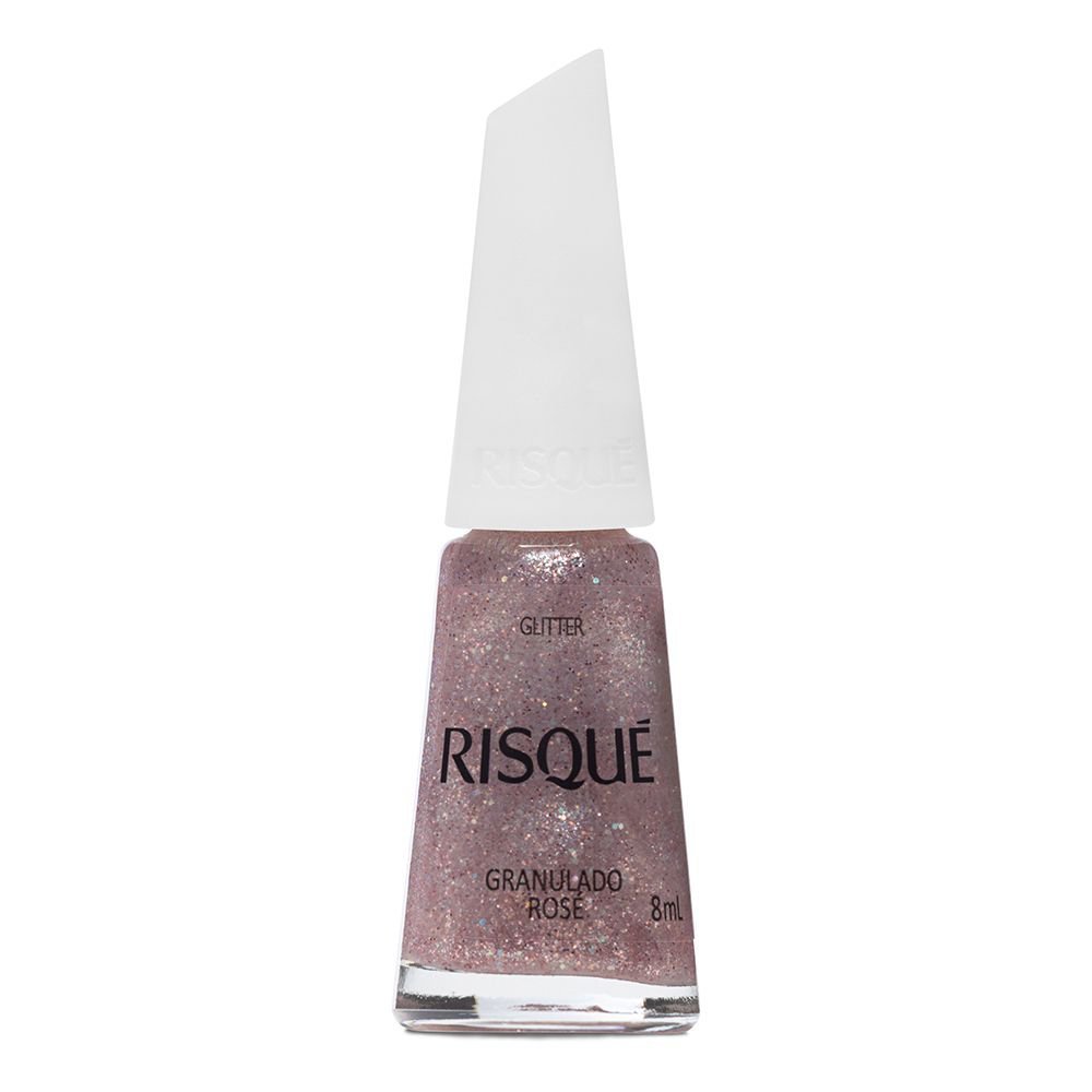 Esmalte Risqué Glitter Granulado Rosé 8ml em Oferta na Shopee
