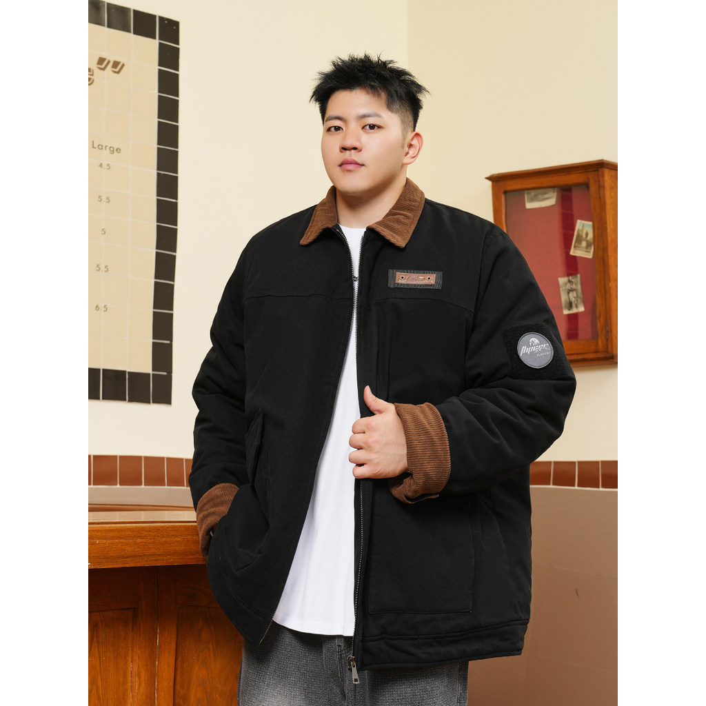 THE PANG Street Wear Roupas masculinas plus size 2025 Inverno Gordo Contraste Cor Lapela Roupas de inverno Roupas de alg