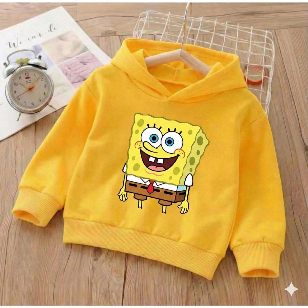 Blusa Moleton Bob Esponja - Casaco Infantil com capuz - Hoodies p/ menino e menina- Do P a 5 Anos