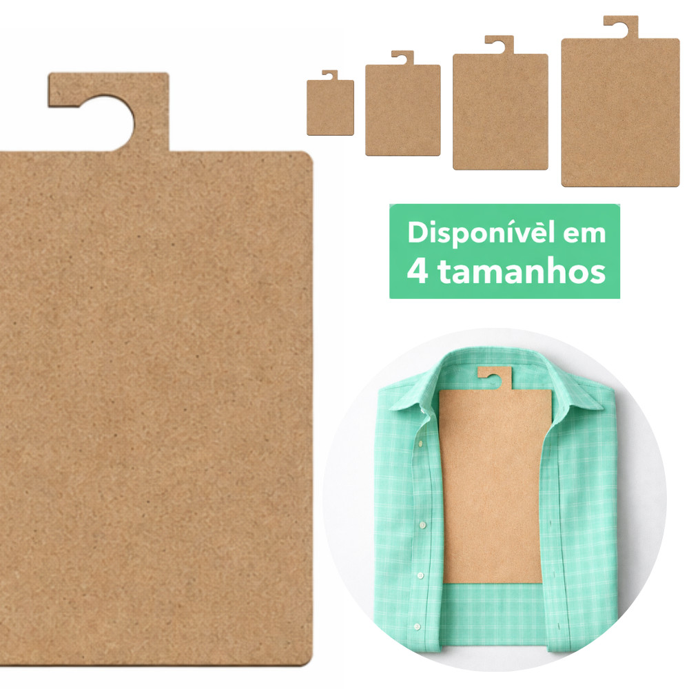 Kit 4 Peças de Gabarito para Dobrar Roupa  MDF Crua Organizador de Roupas e Dobrador de Camisetas Organização Doméstica