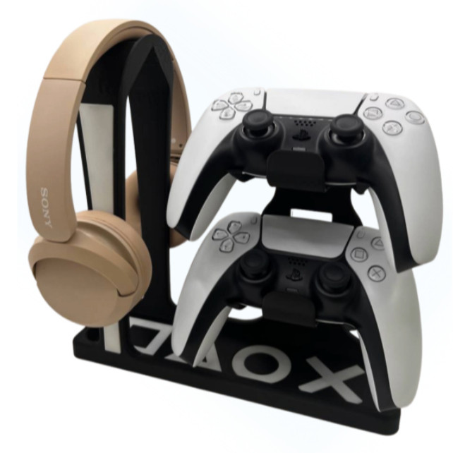 Suporte Gamer 2 em 1 PlayStation 5 Organizador de Controle DualSense e Headset Base Mesa Pro Setup