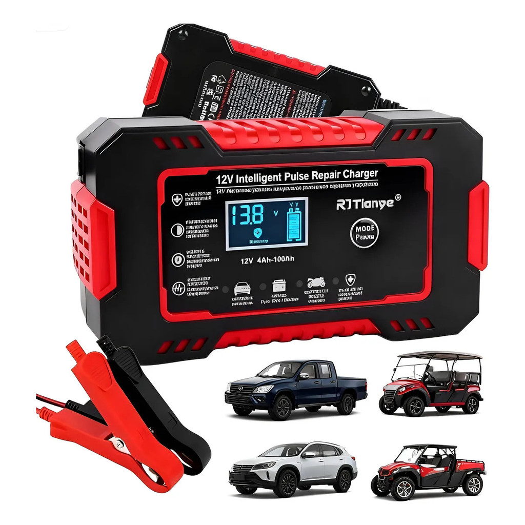 JUMLEE Carregador De Bateria 12v bivolte Inteligente Digital 4ah até 100ah Carro Pickup Jet Ski Motonautica Etc Premium