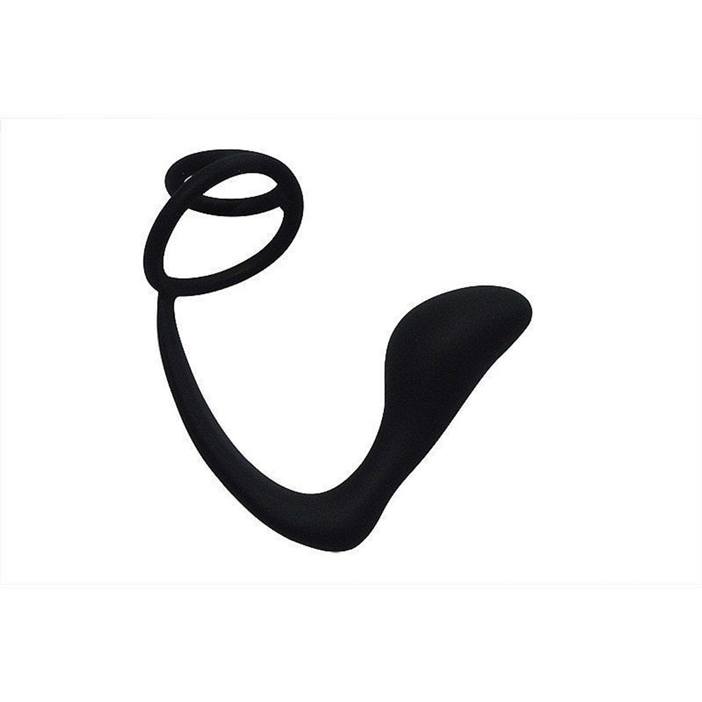 Plug Anal em Silicone com Anel Peniano Duplo - 8,5 x 3,1 cm